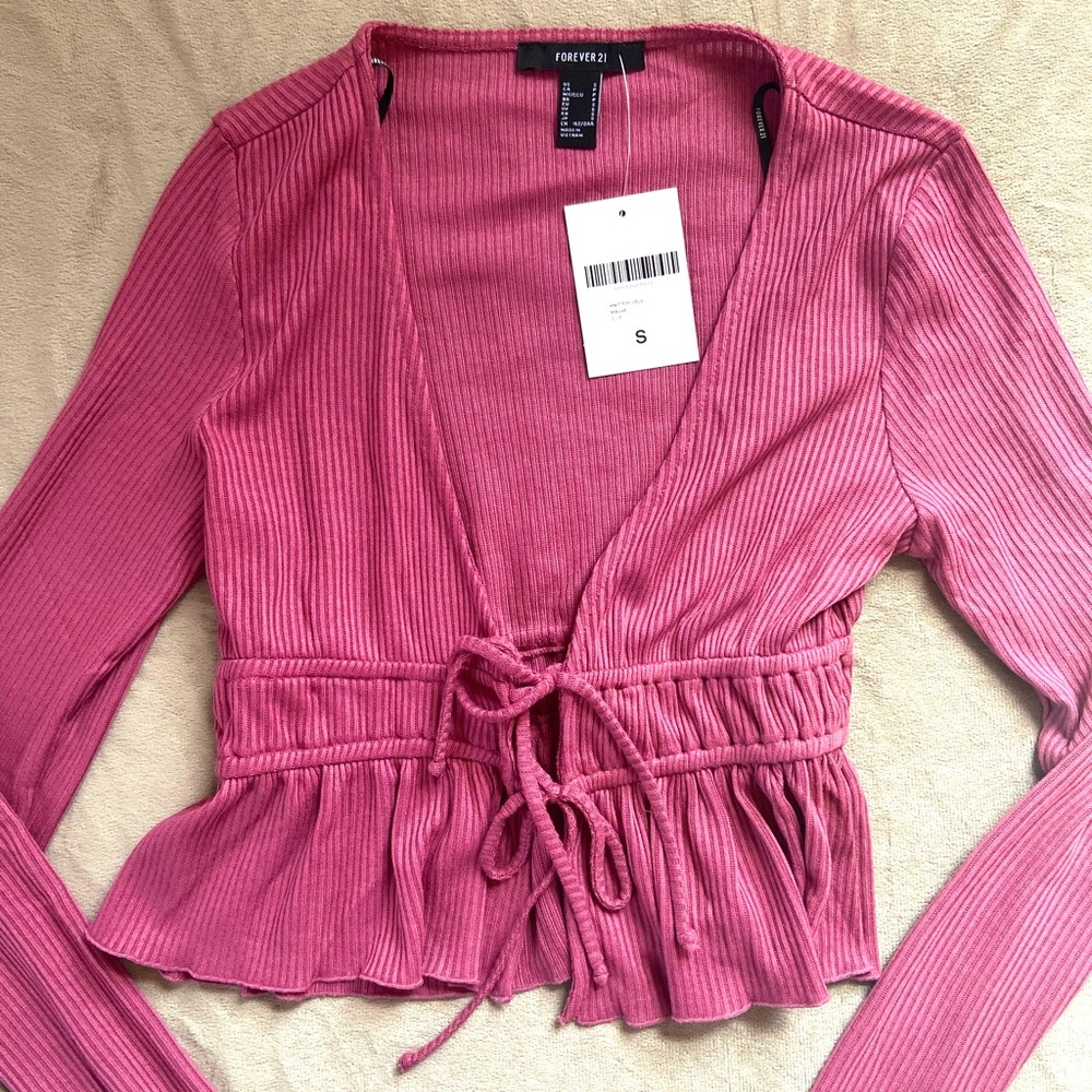 Forever 21 Long Sleeve Tie Top